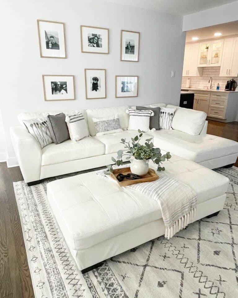 White Living Room With Patterned Rug