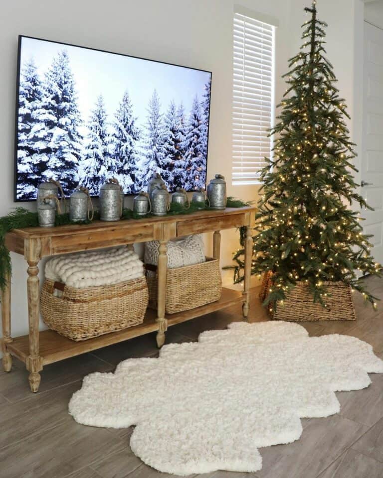 Living Room Fully Decked Out for Christmas