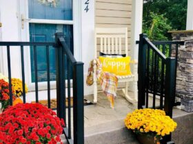 Tiny Farmhouse Porch With Autumnal Wreath