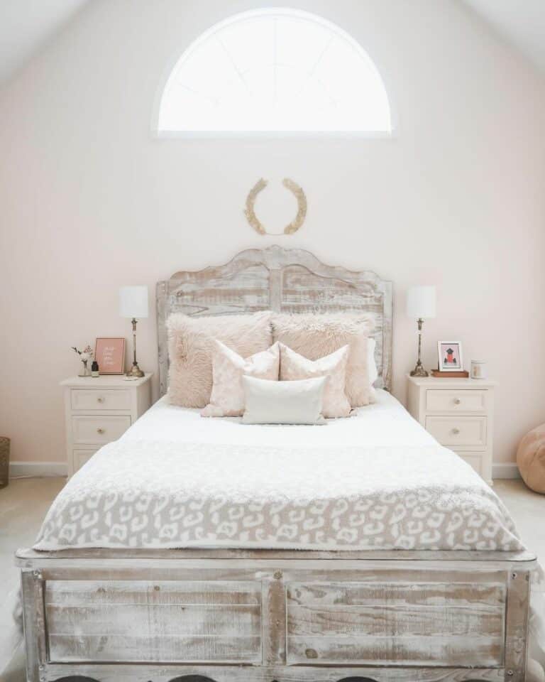 Rustic Wood Bed in Airy Bedroom