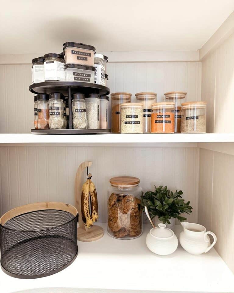 Beadboard Walls Surround a Pantry