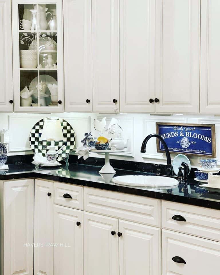White Kitchen with Black Countertops