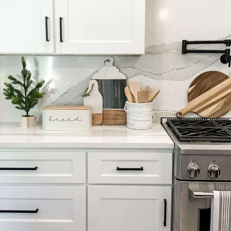 White Kitchen with Modern Black Handles
