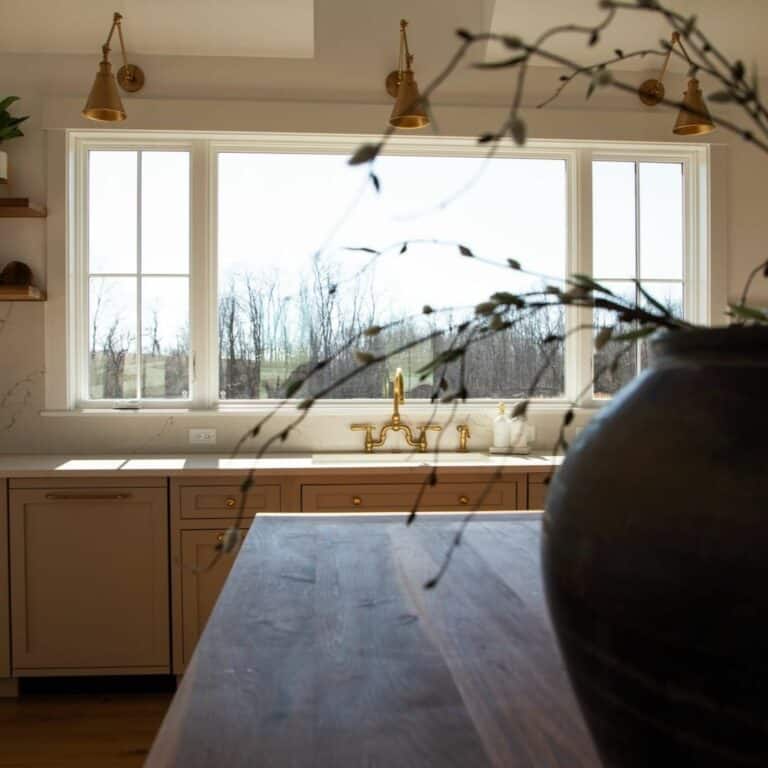 Large Kitchen Window Sectioned With Grilles