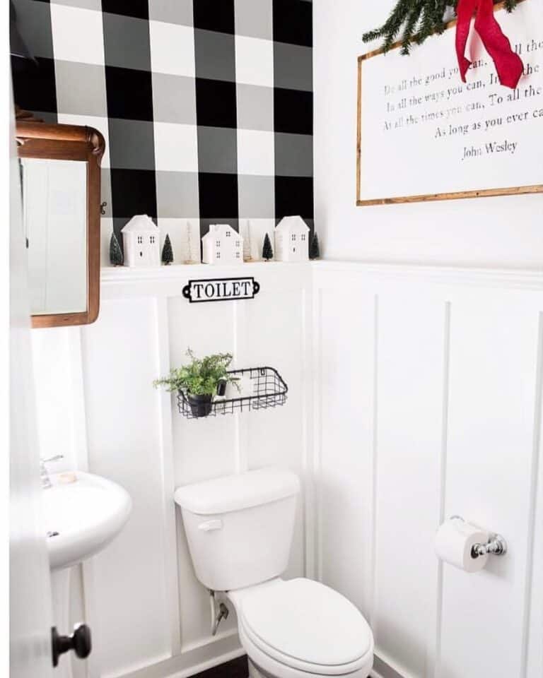 White Board and Batten Powder Room Half Wall