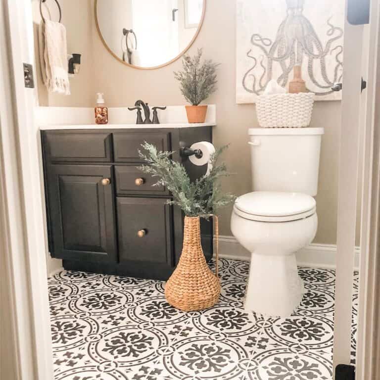 Black Farmhouse Powder Room Vanity