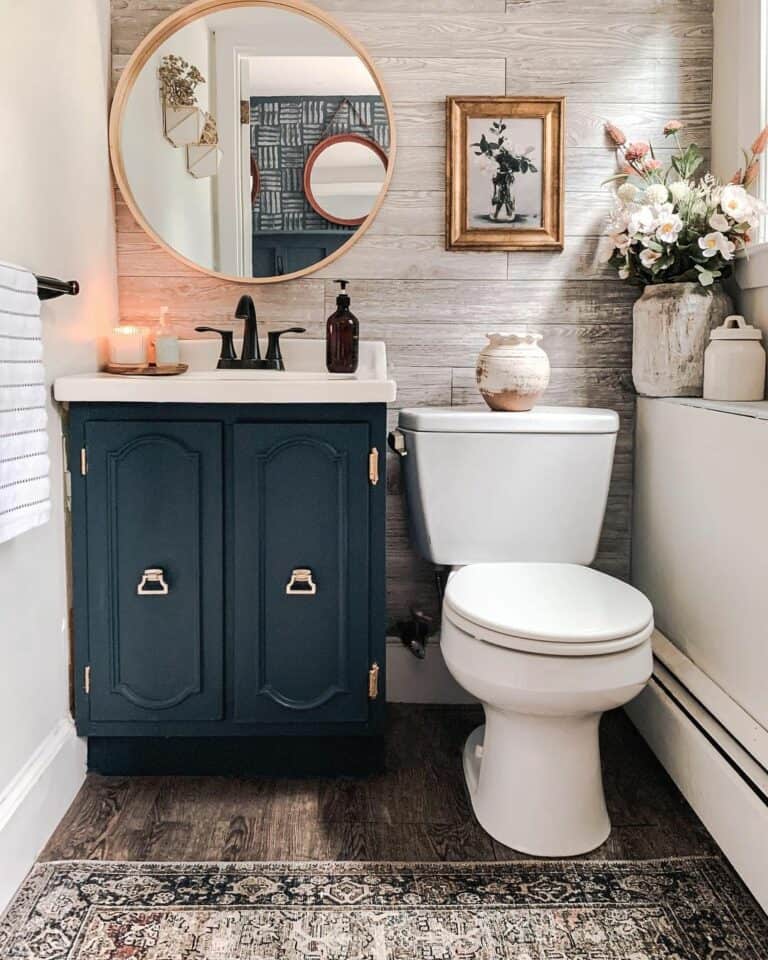Half Bath with Navy Washstand