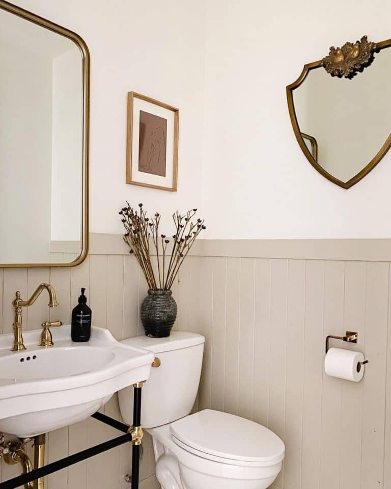Gray Shiplap Wainscoting for Modern Half Bath