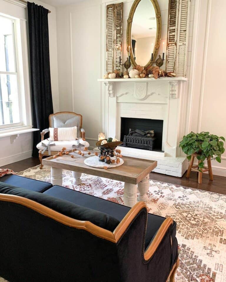 Alabaster White Walls in Classic Living Room