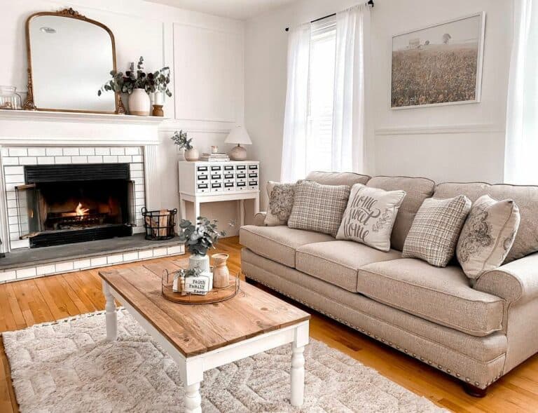 Beige Farmhouse Living Room