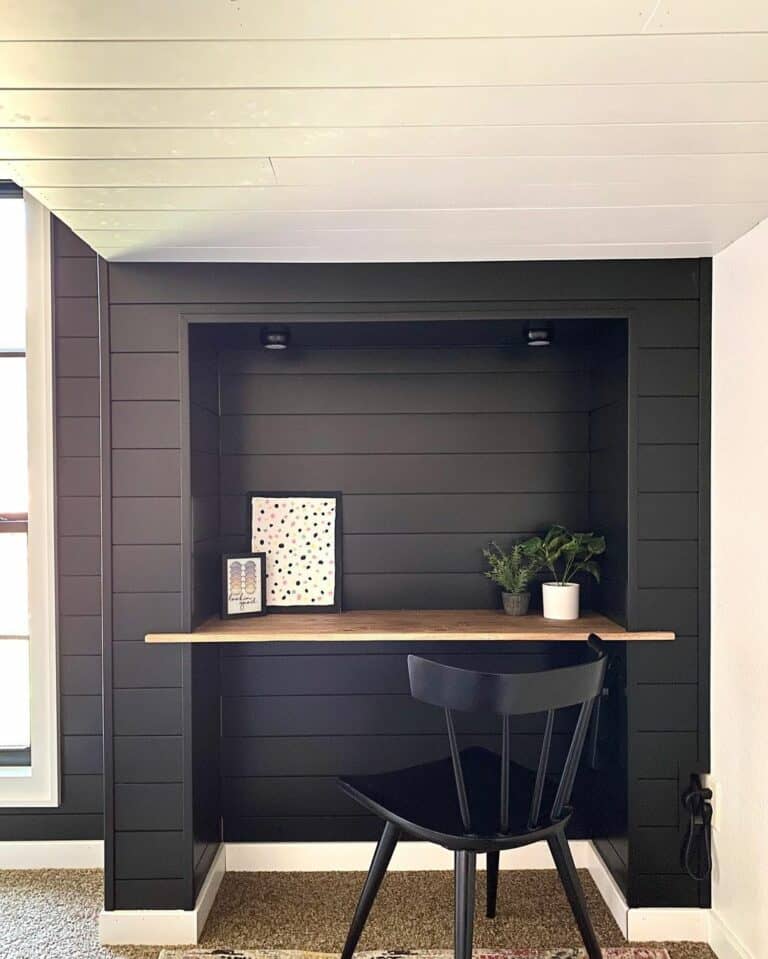 Tricorn Black Shiplap Office Nook Ideas