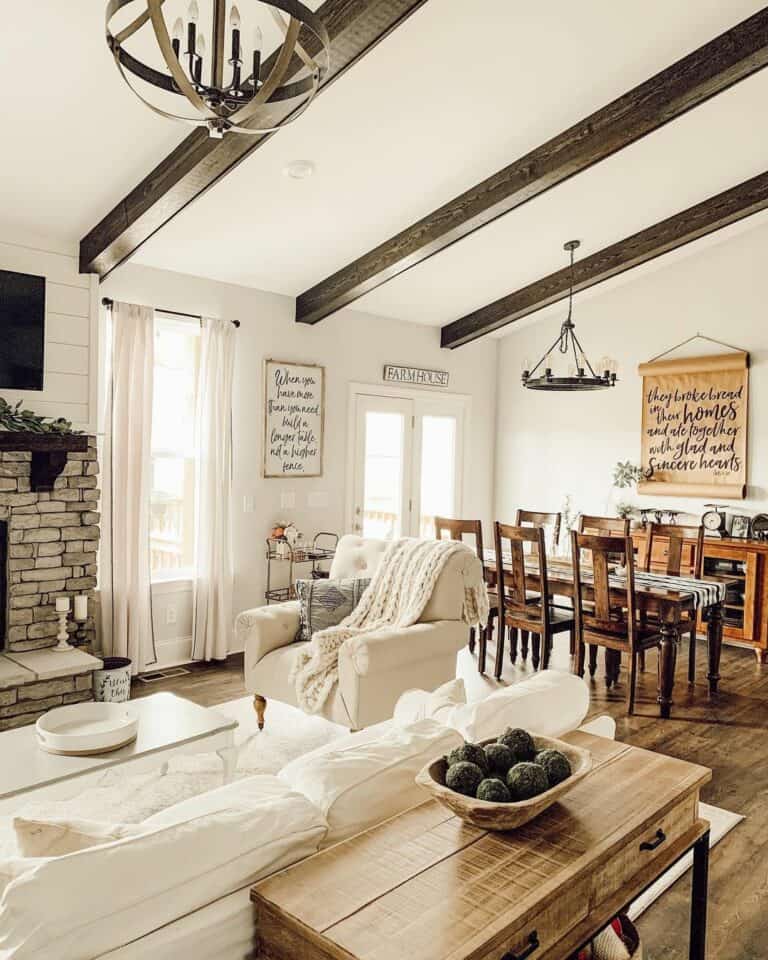 Open Concept Space Blending White and Wood
