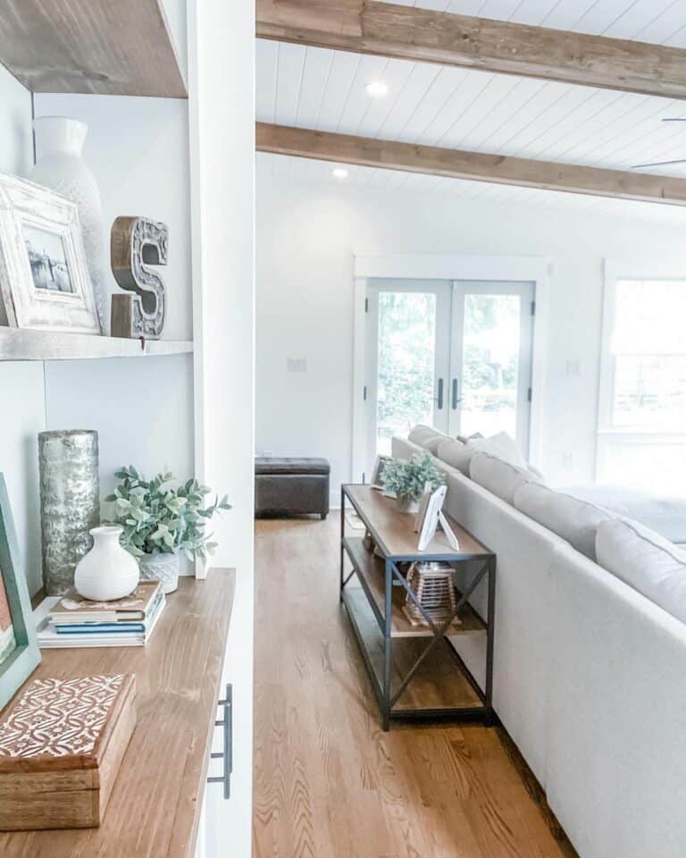 Console Table Opposite Built-in Shelves