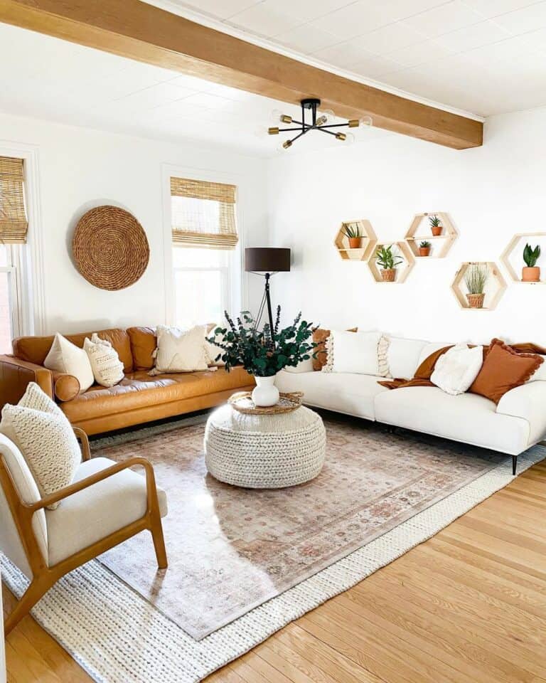 Neutral Space Accessorized With Hexagon Shelves