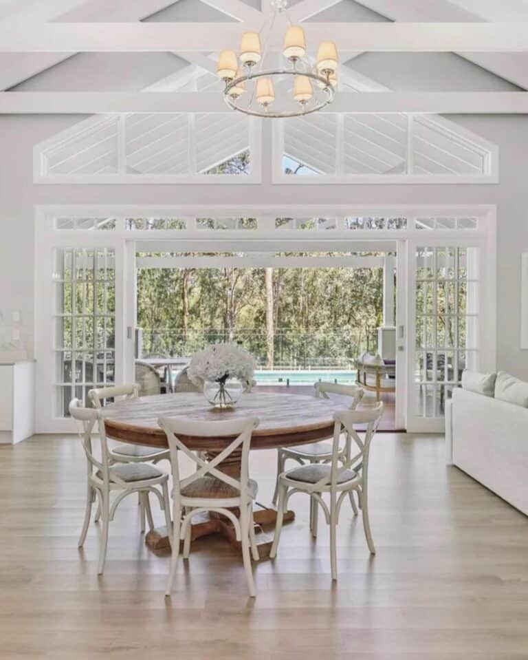 White Beams for Alternative Farmhouse Décor