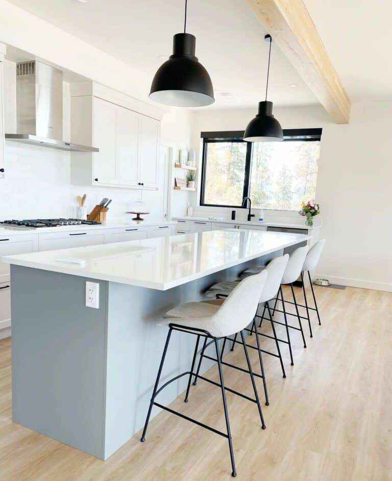 Light Wood Ceiling Beam and Matching Flooring