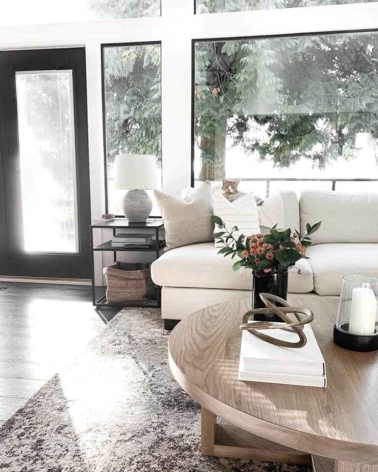 Modern Square Ebony End Table With Storage