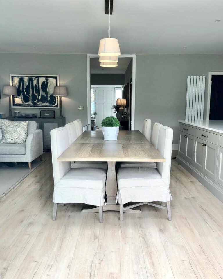 Shaded Lighting in Open-concept Dining Room