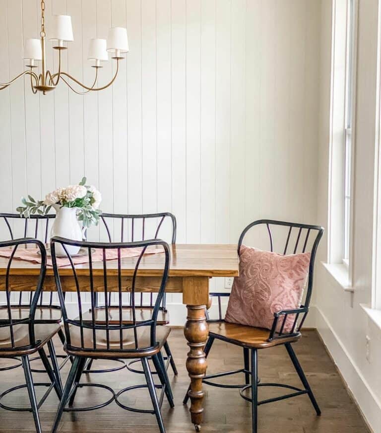 Vintage Chairs Border a Wooden Dining Table