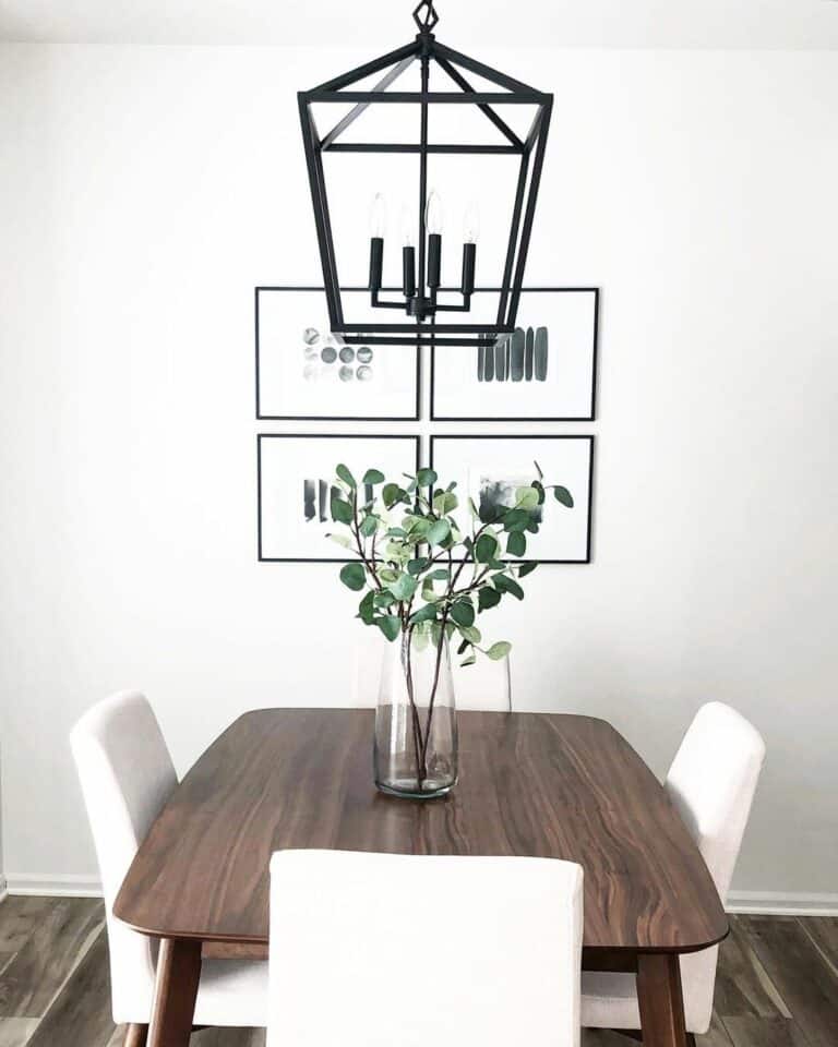 Simple Dining Room Showcases Framed Wall Décor