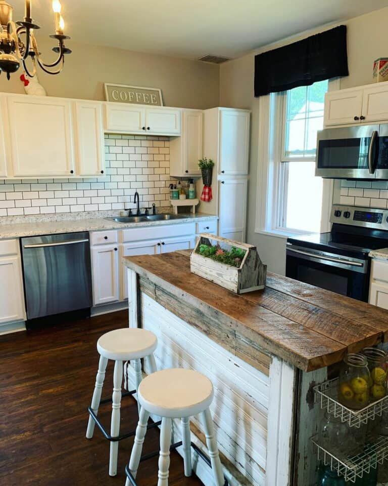 Distressed Island Enhances Rustic Appeal