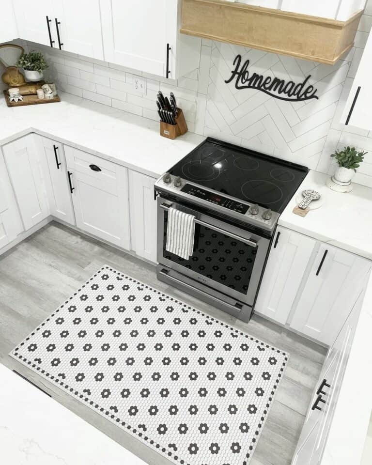 Herringbone Tile Over Stainless Steel Range