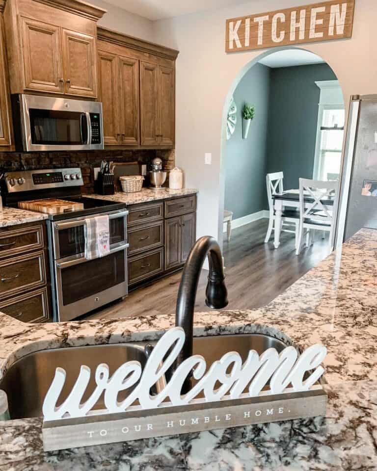 U-Shaped Kitchen Through Archway