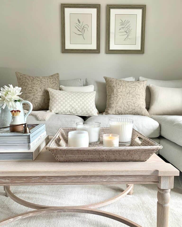 Throw Pillows Complement a Cream-colored Carpet