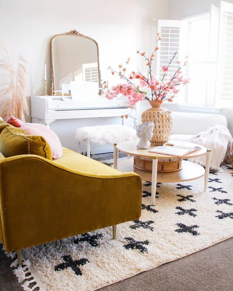 Colorful Accents and Taupe Carpet