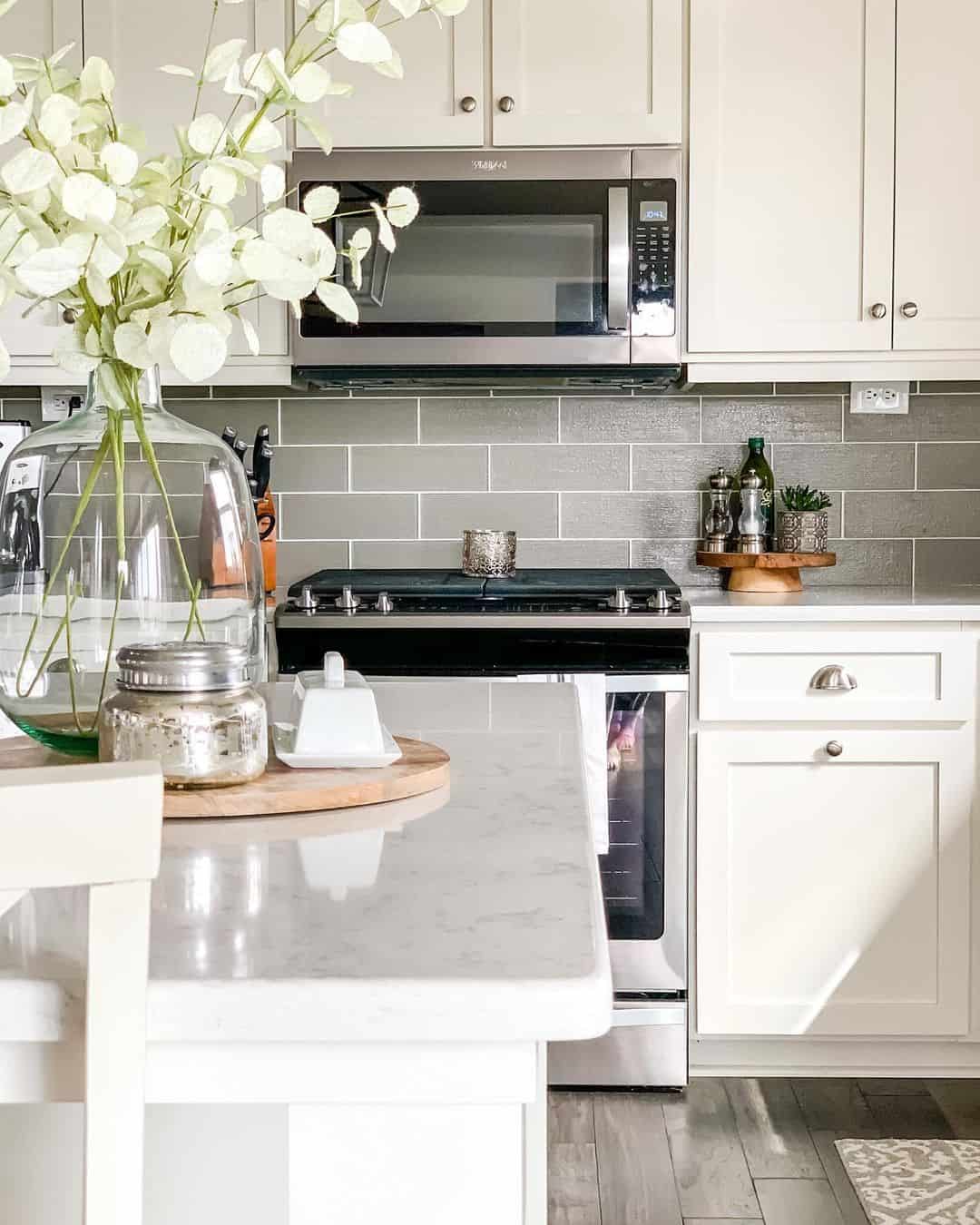 Gray Tiled Backsplash