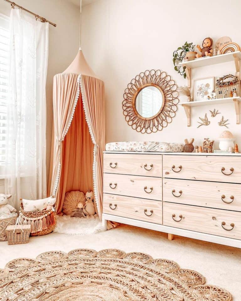 Raw Wood Dresser Ideas for Playroom Organization