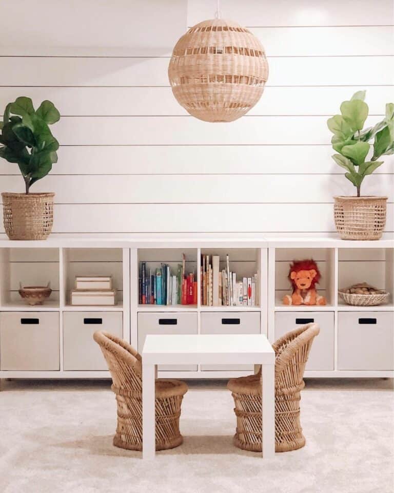 White Playroom with Wicker Accents