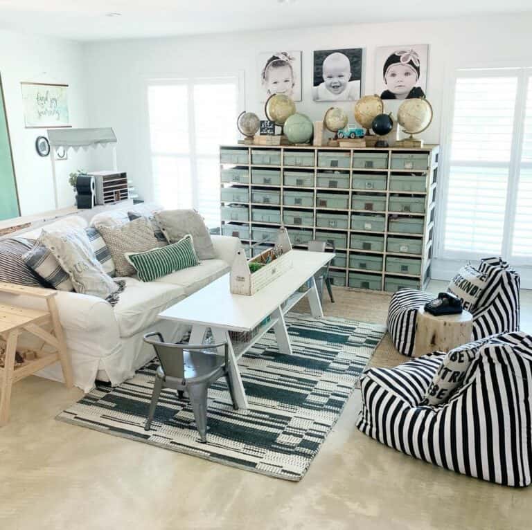 Playroom Storage with Globe Décor