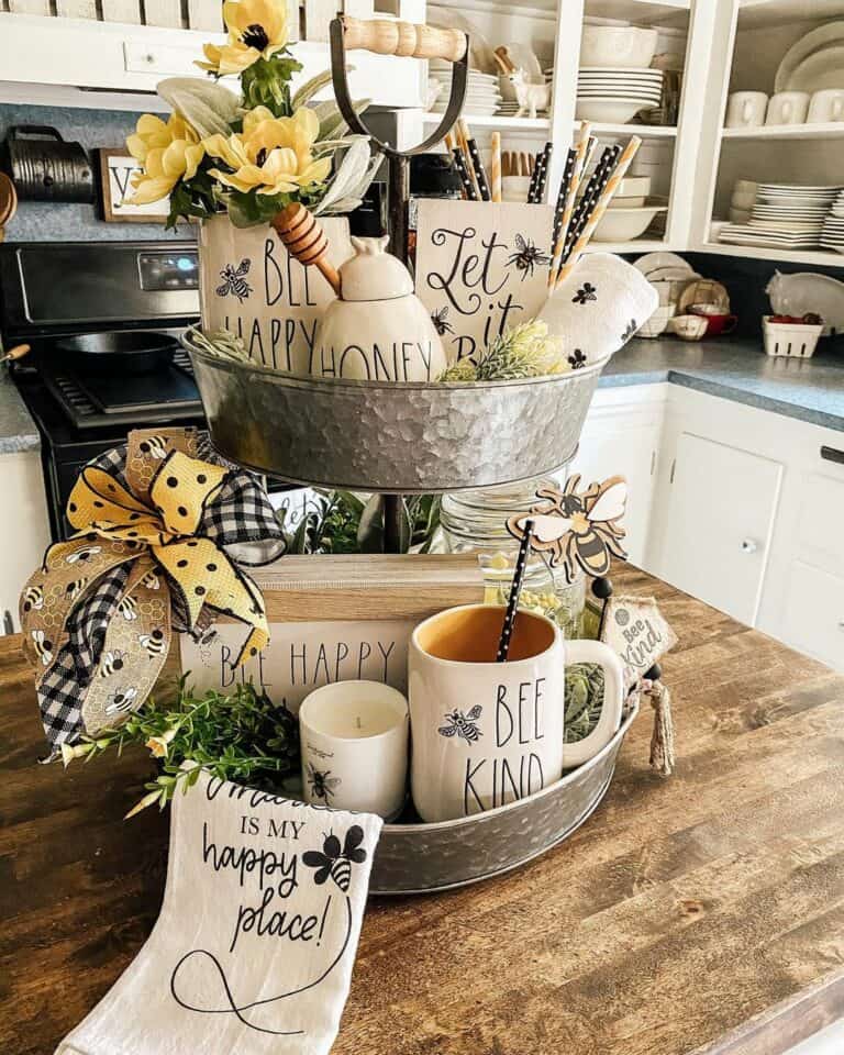 Butcher Block Countertop With a Playful Display