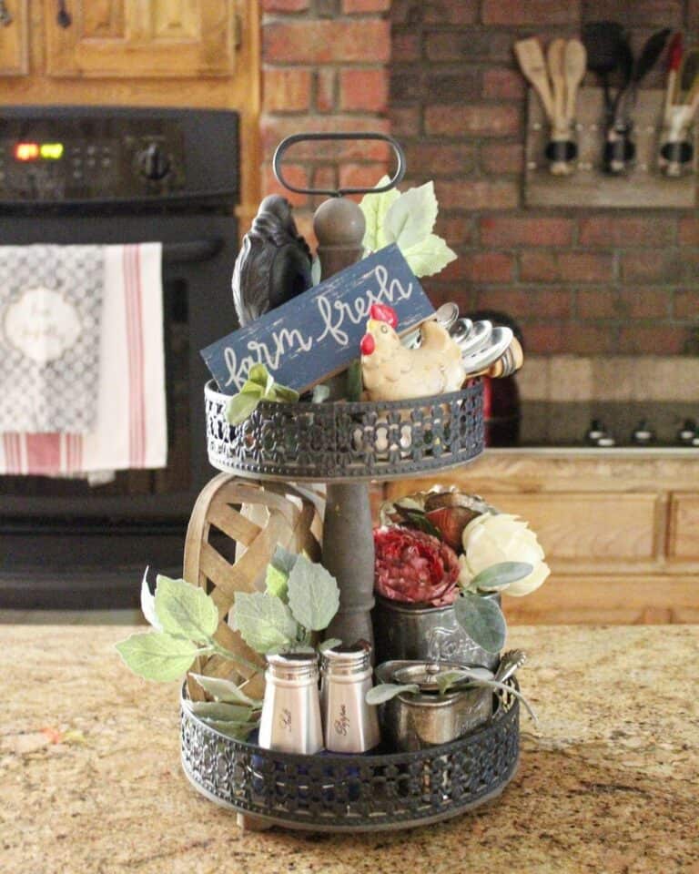 Embellished Tray Finishes for a Farmhouse Kitchen