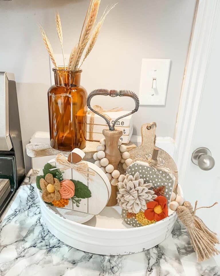 Marbled Countertop With a Decorative Display