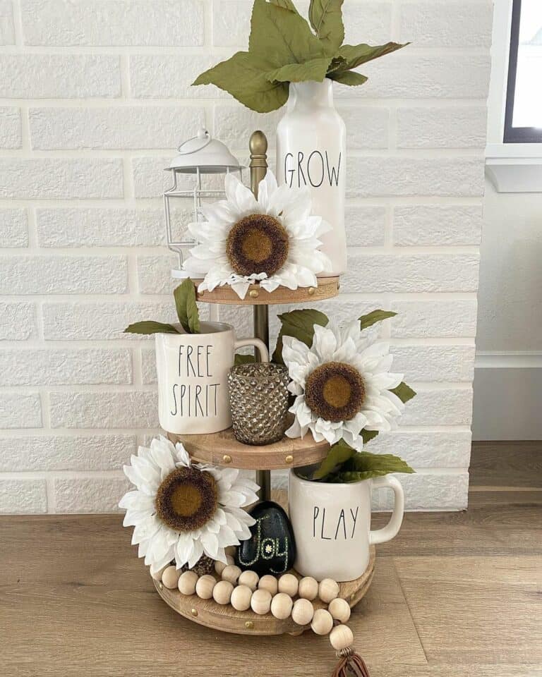 Three Level Tray With a Cheery Message