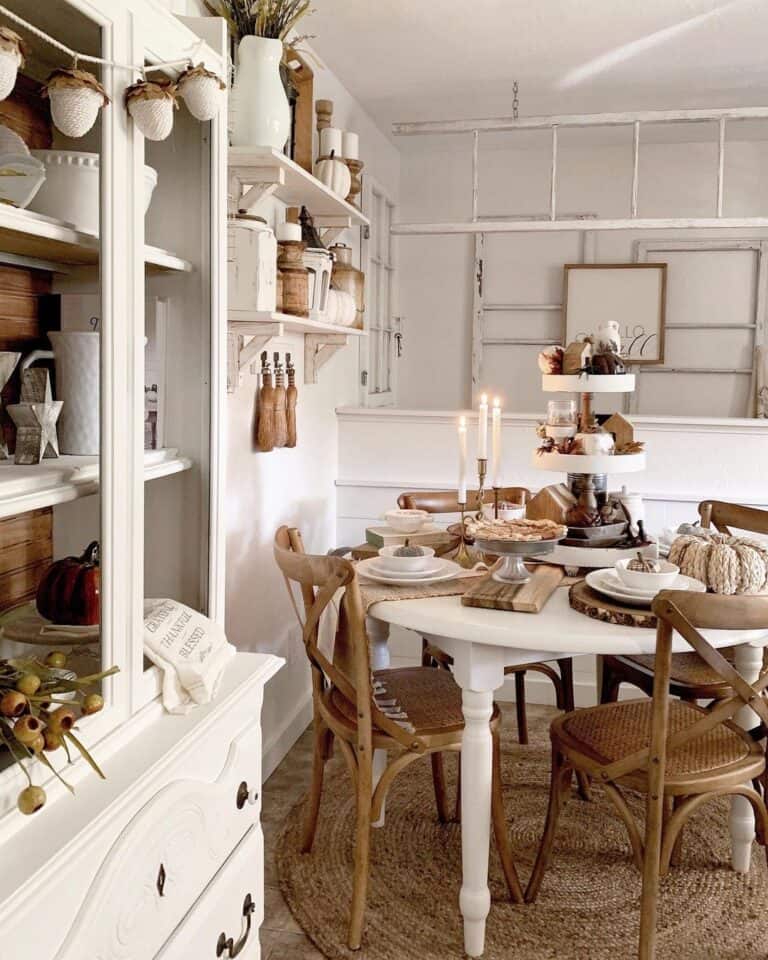 Shiplap Pony Wall to White Farmhouse Table
