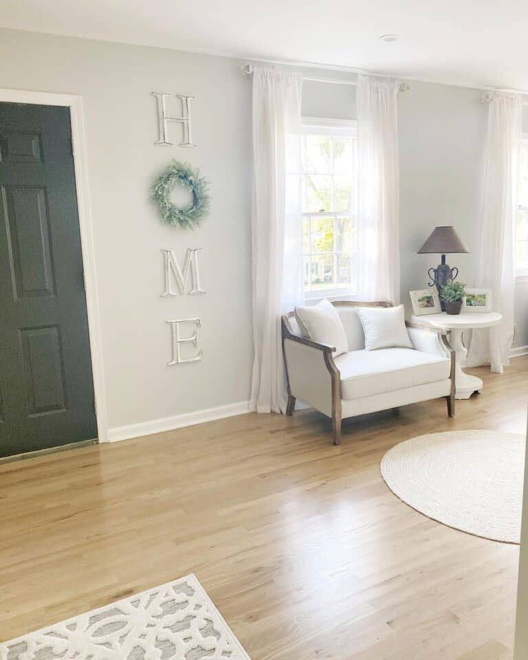 Greyed Wreath and White Wall Decor