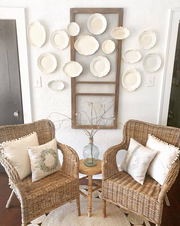 White Plates as Rustic White Wall Decor