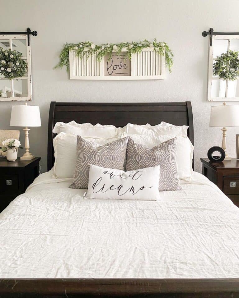 Green Garland on White Wall Decor for a Bedroom