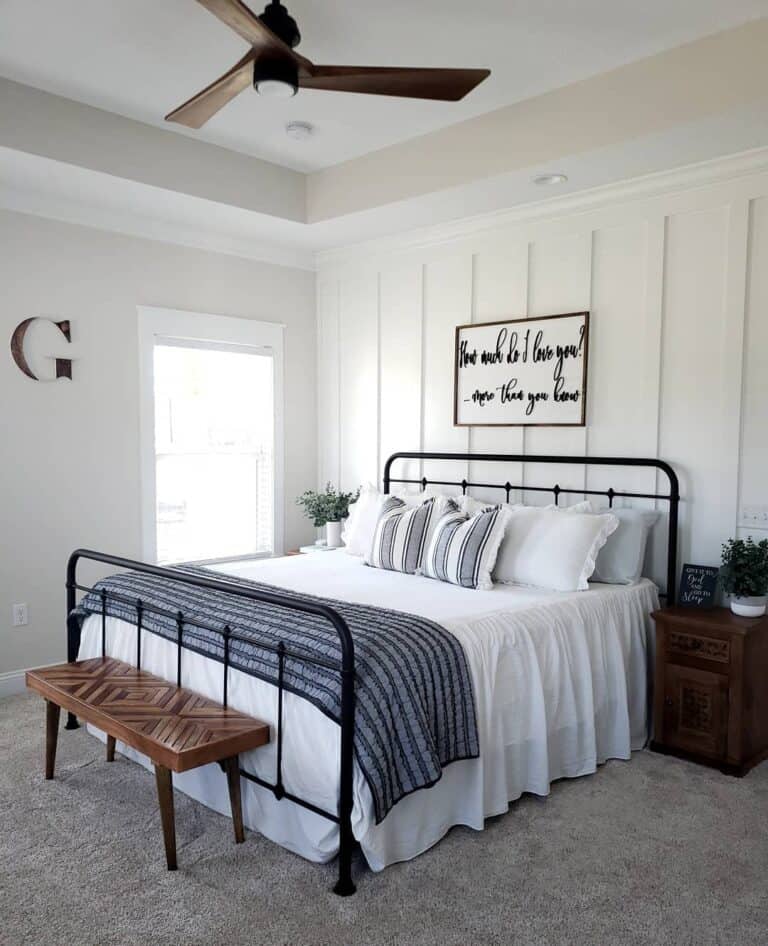 Feminine Black and White Bedroom With Accent Wall