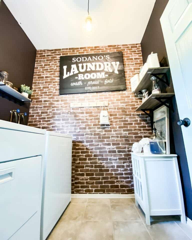 Black Walls and Brick Accents