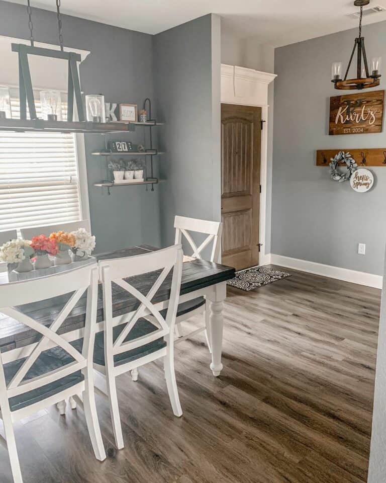 Wood and Black Metal Round Farmhouse Chandelier