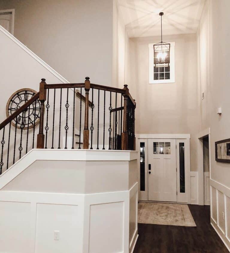 High Ceiling Chandelier in Entryway