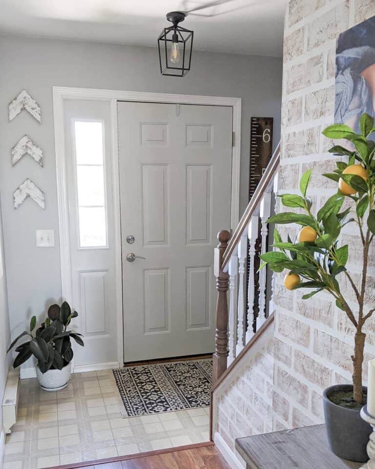 Black Lantern Semi-flush Mount Entryway Light