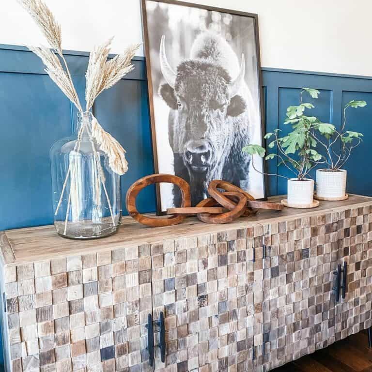 Wooden Sideboard With Black Hardware