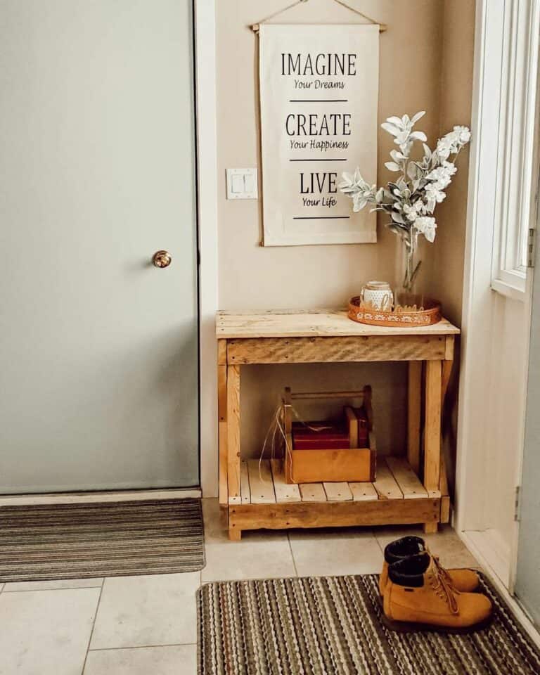 Entrance With Small Wood Table