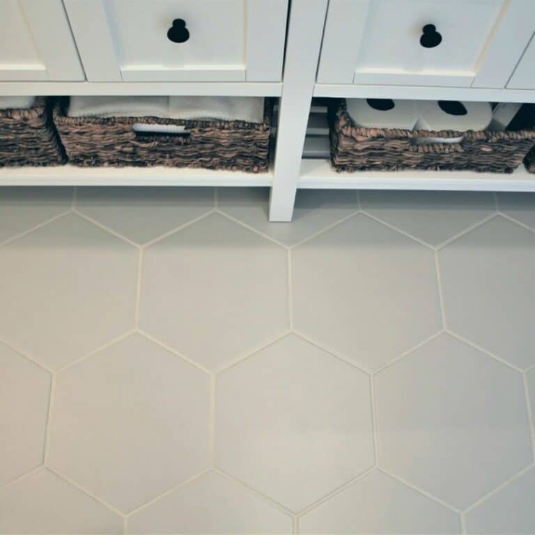 Modern Bathroom With Hexagon Floor Tiles