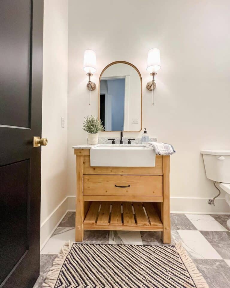Modern Bathroom With Checkered Floor Tiles